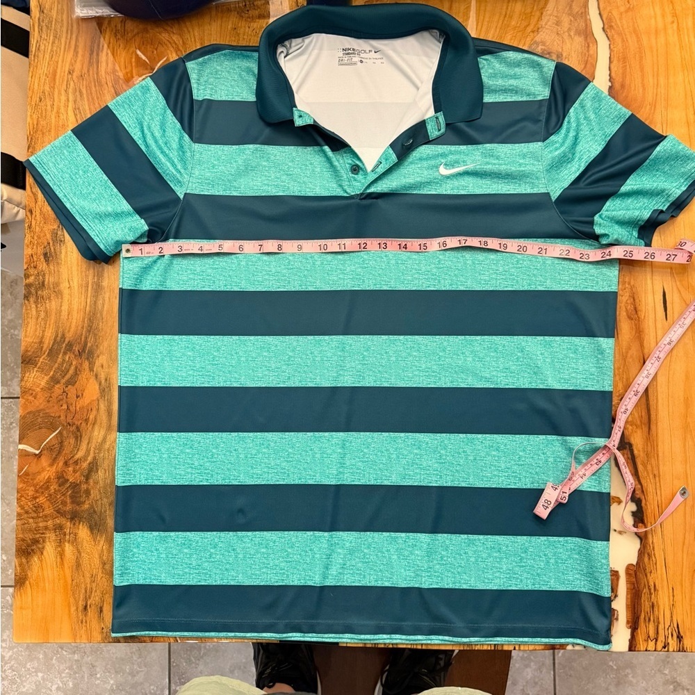 Nike Golf Dri-Fit Polo Men’s XL Green Striped Performance Athletic Shirt - Picture 2 of 6
